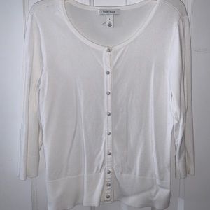 White 3/4 Sleeve Button Up Cardigan -Large